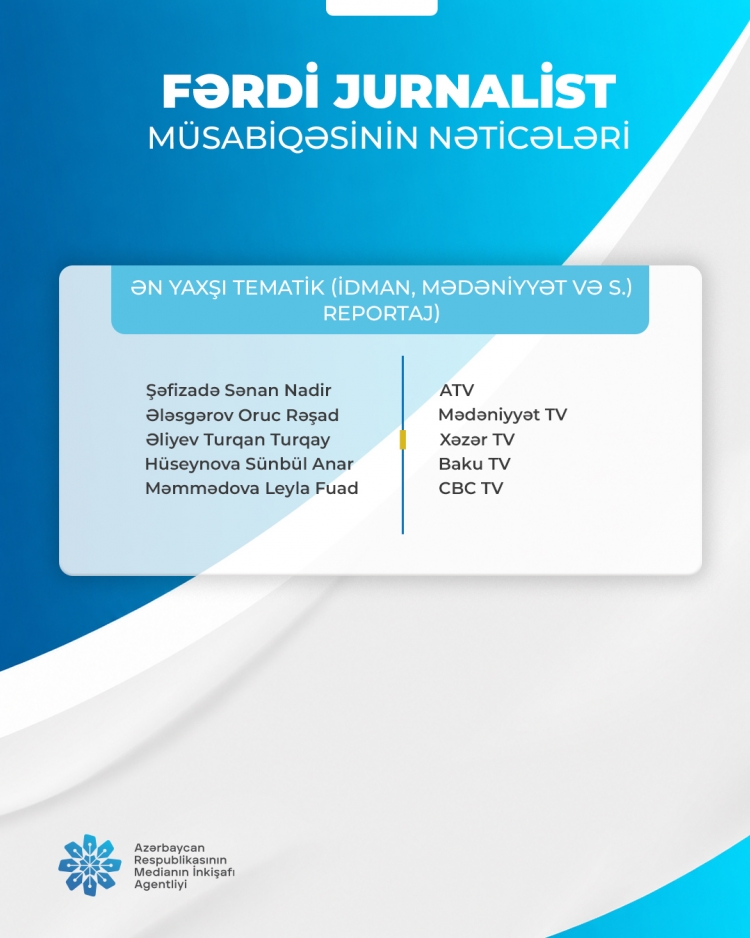 "Fərdi jurnalist müsabiqəsi"nin nəticələri açıqlanıb